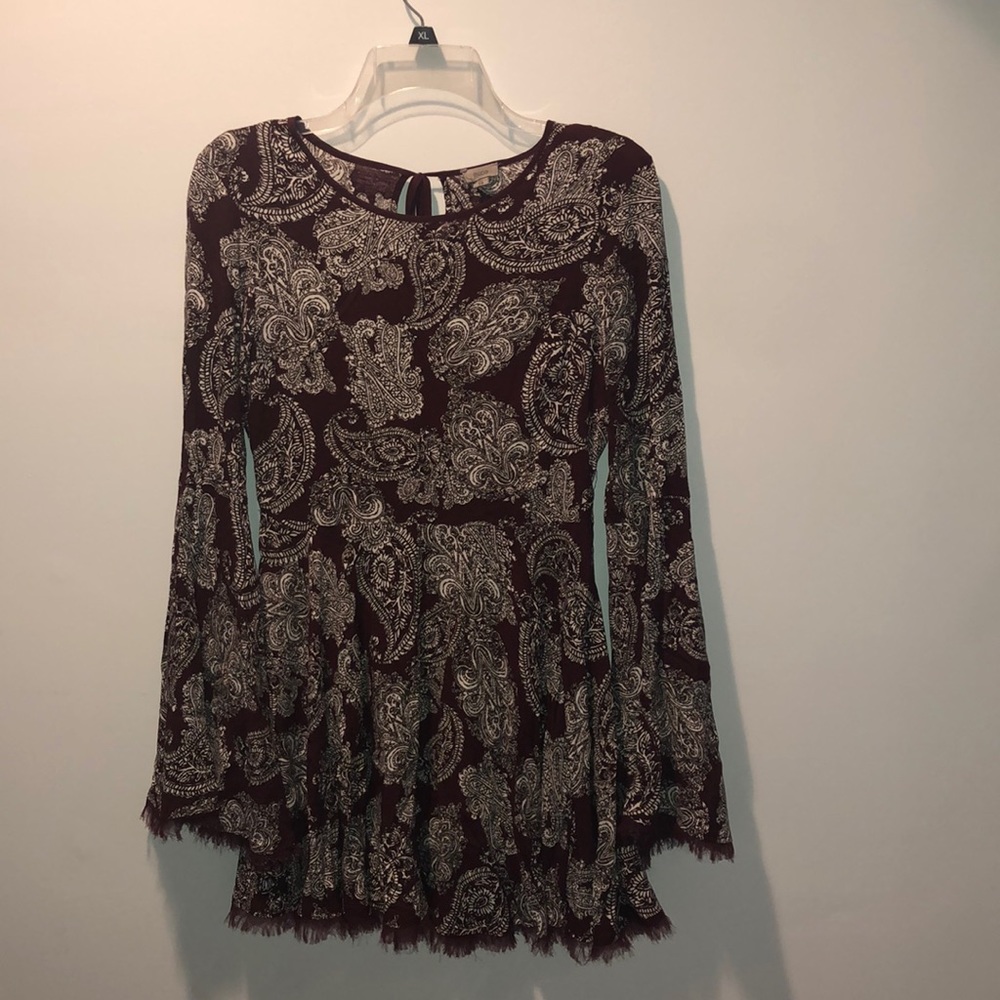 Maroon Paisley Print Dress